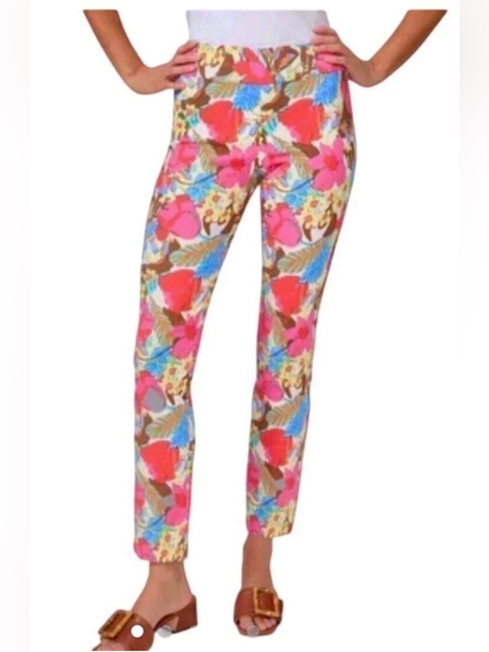 J. McLaughlin Maisie Floral Vibrant Floral Skinny Stretch Pants Size 10